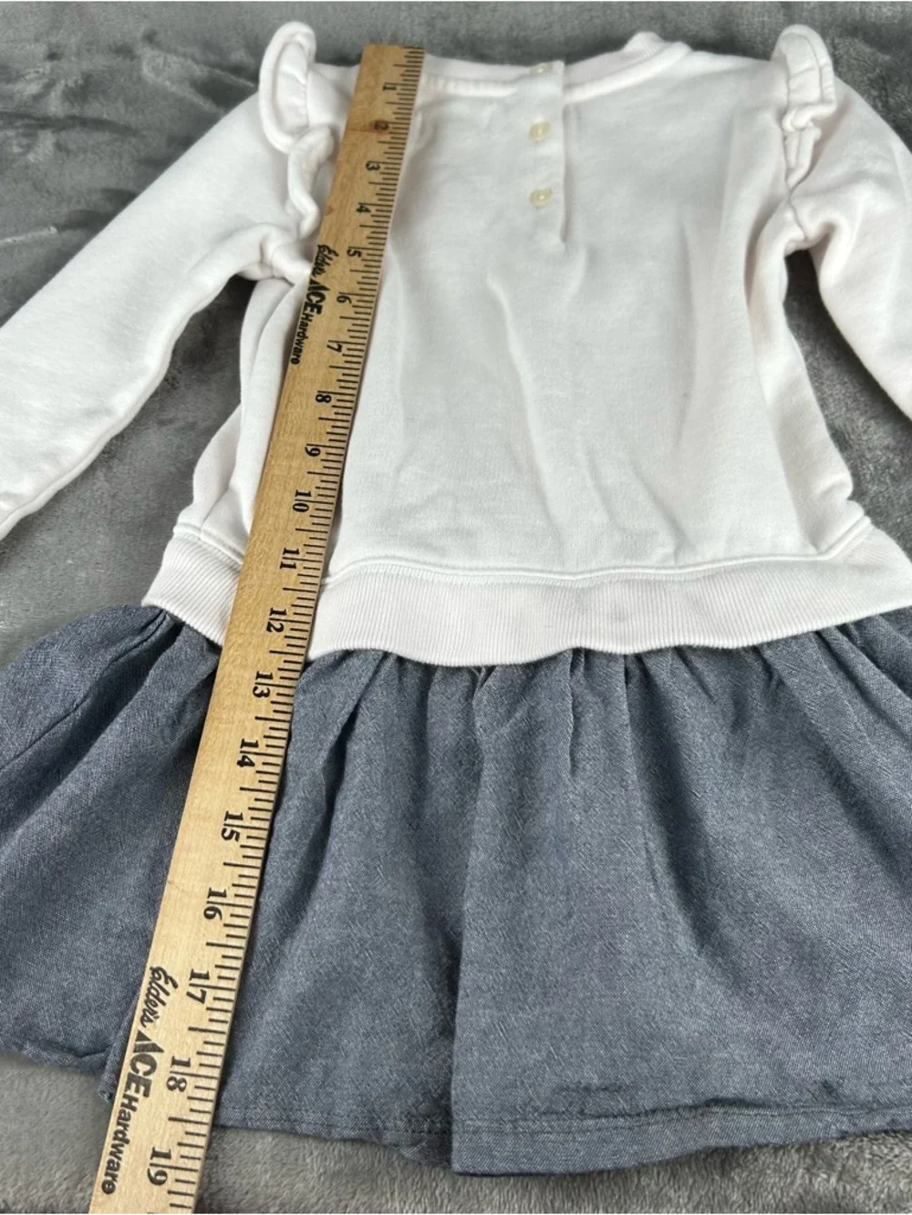 Ralph Lauren Dress Baby Girl 24 Months Pony Logo White Jersey Top Chambray Skirt